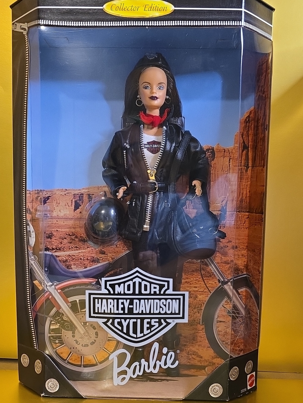 Harley-Davidson Barbie Doll in Black Leather Biker Outfit with Red Scarf